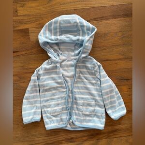 Carter's Blue and White Striped Light Fleece Hoodie